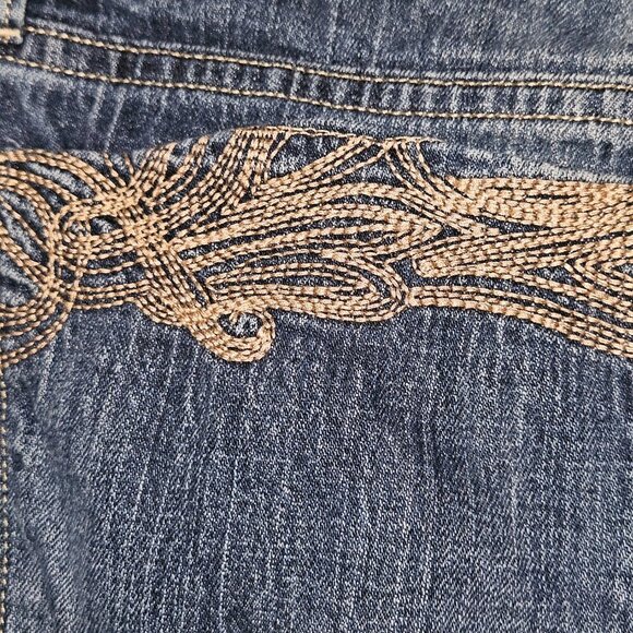 The diva Cowgirl old navy blue denim jeans beige embroider Western pockets 12R - Picture 8 of 11